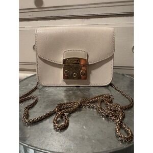 Furla Metropolis Mini Crossbody Bag Ivory W/Gold Hardware